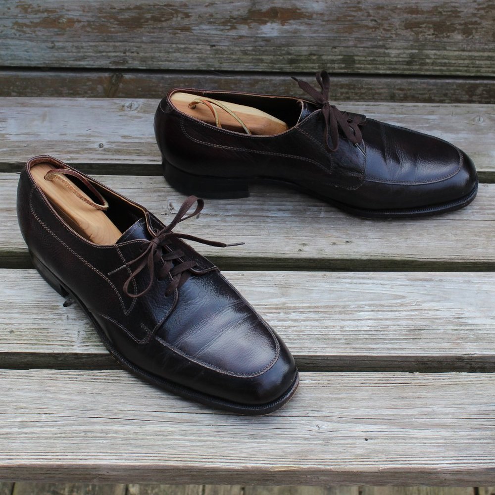 Vintage 80s Florsheim Brown Calfskin Leather Derby, Men's 9 E, EUC
